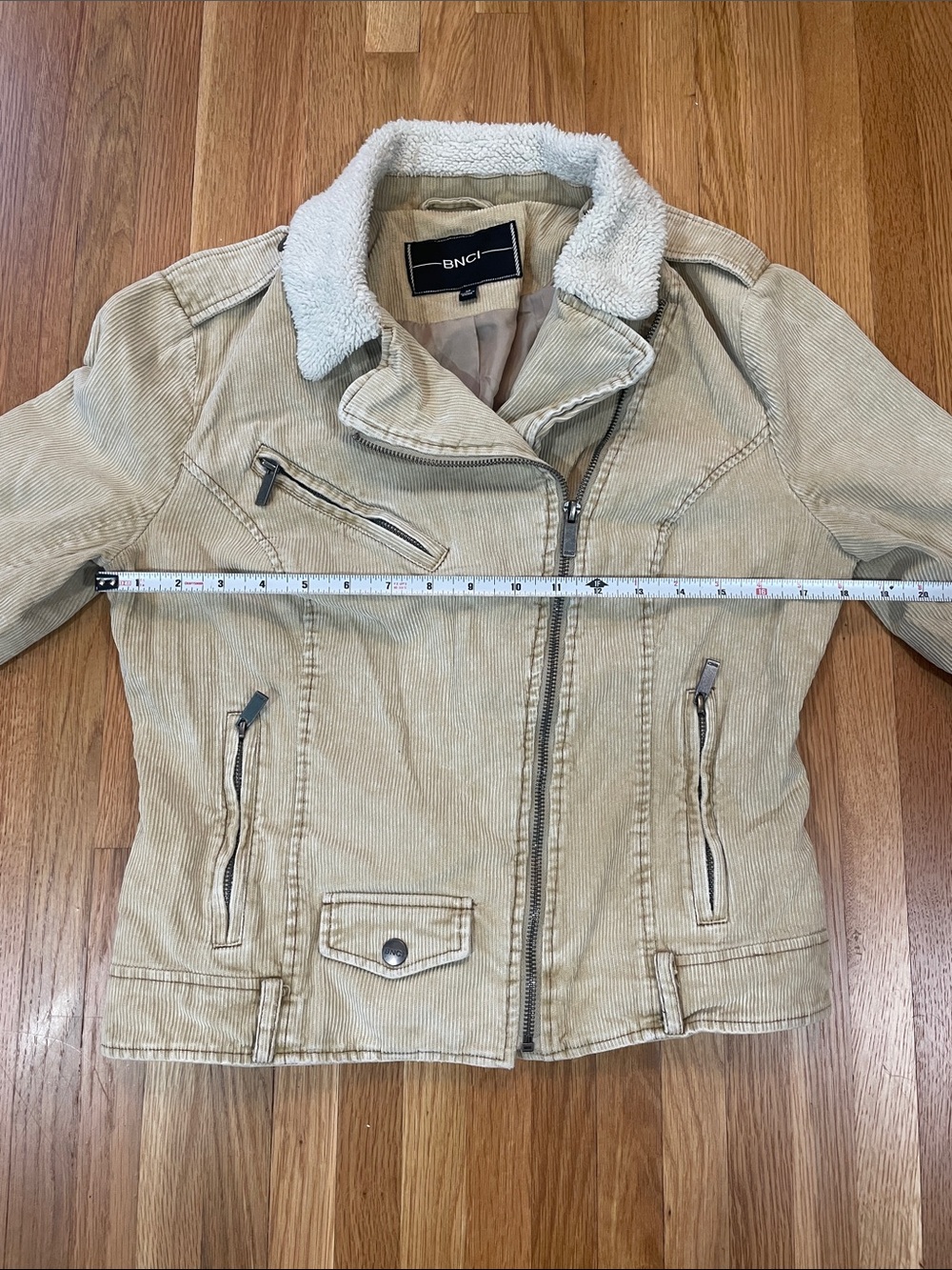 BNCI Light Tan Corduroy Moto Jacket with Sherpa Collar/Tan Neutral Biker Jacket